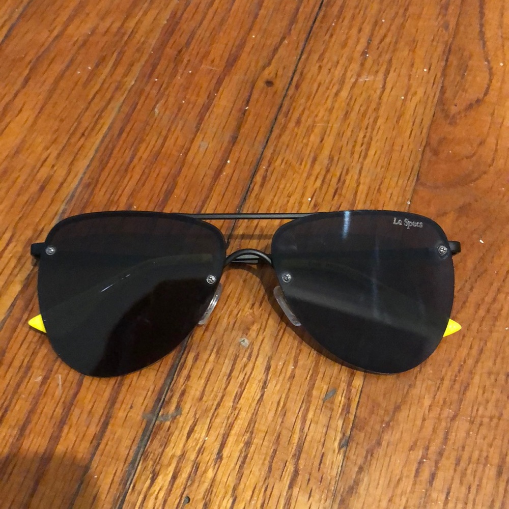 Black aviator sunglasses by Le Specs